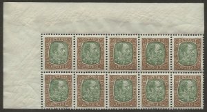 Iceland 1902-04 Christian IX 25a #41 Sheet Corner BLOCK of 10 VF-NH CV $50.00