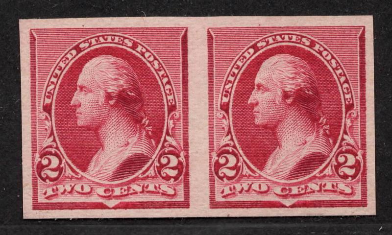 **US, SC# 219dp5 Pair XF Plate Proof on Stamp Paper, No Gum, CV $80.00