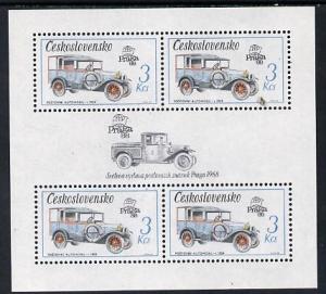 Czechoslovakia 1987 'Praga 88' 3kcs Mail van in sheetlet ...