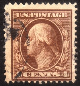 1911, US 4c, Washington, Used, crease, Sc 377