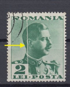 Romania STAMPS 1935 KING Carol II POSTAL HISTORY USED ERROR 2 LEI