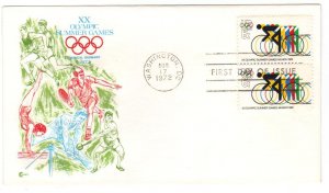 US 1460 6c Olympic Bicycling pair on FDC CCC Cachet ECV $12.50