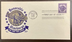 940 Ken Boll/Cachet Craft  Honorable Discharge Emblem WWII FDC 1946