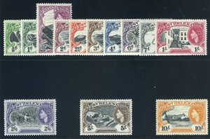 St Helena 1953 QEII 'Pictorial' set complete MLH. SG 153-165. Sc 140-152.