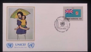 EL)1980 UNITED NATIONS, NATIONAL FLAG OF MEMBER COUNTRIES, FIJI, ART - MOTHER AN