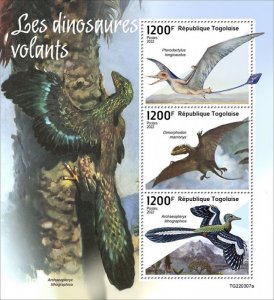 TOGO - 2022 - Flying Dinosaurs - Perf 3v Sheet  - Mint Never Hinged