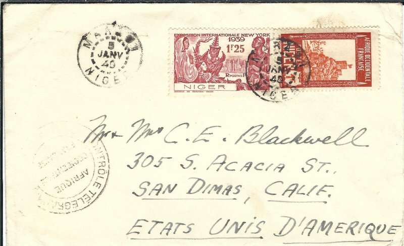 Maradi, Niger to San Dimas, Ca 1940 Censored (C4568)