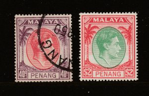 Penang a 40c used & $2 MH KGVI