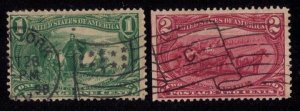 #285-286 Fancy NY Flag B & Flag C Cancels UsedTrans Mississippi Expo F-VF