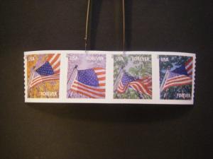 Scott 4770-3 or 4773a, Forever Flag for All Seasons, coil strip of 4, MNH Beauty