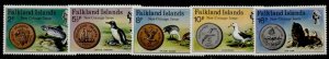 Falkland Islands 245-9 MNH Coins on Stamps, Fish, Penguins, Birds, Sea lions