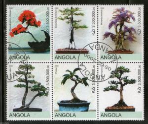 Angola 2000 Bonsai Tree Plant Flower Orchid Flora Setenant BLK/6 Cancelled#13497