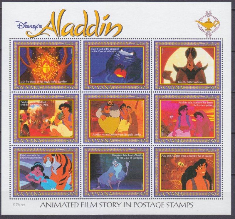 1993 Guyana 4482-4490KL Disney - Aladdin 10,00 €