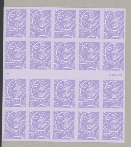 2006 US Scott #3998 (3998a) 39c Wedding Doves, Booklet Pane of 20 MNH