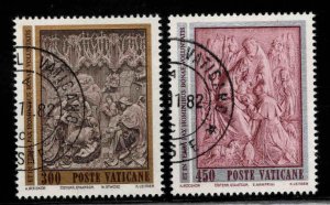 VATICAN Scott 713-714 Used CTO Christmas Nativity Bas Relief  stamp set