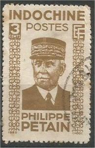 INDO-CHINA, 1943, used 3c, Pétain Scott 218