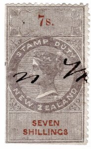 (I.B) New Zealand Revenue : Stamp Duty 7/- (1867) inverted watermark