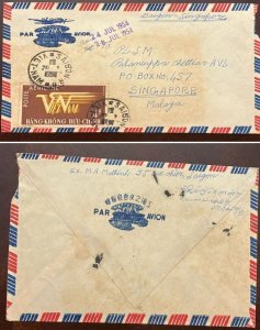 D)1954, INDOCHINA, CIRCULATED LETTER FROM INDOCHINA TO SINGAPORE MALAYA, AIR