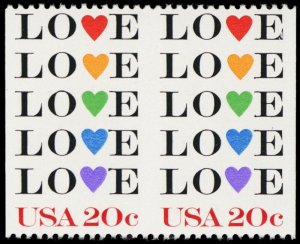 2072a, XF MNH 20¢ Love Stamp Imperforate Between Pair ERROR - Stuart Katz