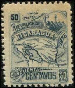 Nicaragua SC# 89F Country Map WMK 117 MNH  toned SCV $42.50