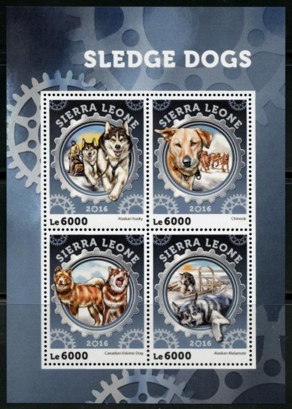 SIERRA LEONE 2016 SLEDGE DOGS SHEET  MINT NH