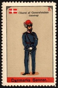 Vintage Denmark Poster Stamp Sons of Denmark Colonel General Staff Gala Dress