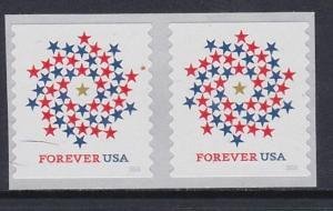 U.S.#5130 Patriotic Spiral 55c Coil Pair, MNH.