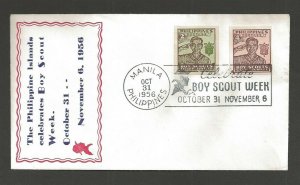 1956 Philippines Boy Scouts 'Celebrate Boy Scout Week' slogan cancel Sarzin