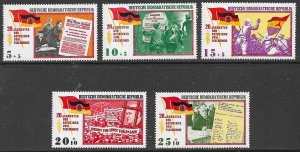 EAST GERMANY DDR 1965 Liberation from Fascism Semi Postal Set Sc B127-B131 MNH