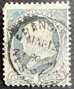 Scott#: 145 - Benjamin Franklin, w/o Grill 1¢ 1870 used single stamp - Lot 14