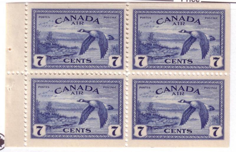C9a Canada booklet pane of 4, MNH