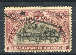 BELGIAN CONGO; 1920s early pictorial TAXES issue used 25c. value