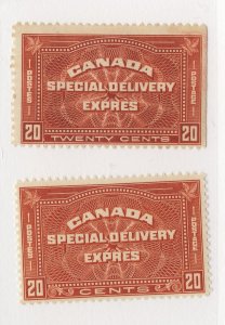 2x Canada Special Delivery MH Stamps #E4-20c F #E5-20c F Guide Value = $60.00