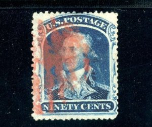 USAstamps Used US 1860 Washington Scott 39 Rare Genuine Red Cancel SCV $10,500