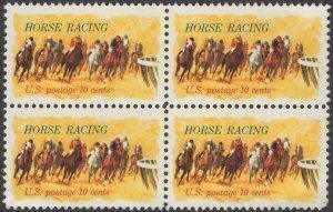 U.S.#1528 Horse racing 10c Block of 4, MNH.