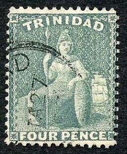 Trinidad SG102 4d Bluish Grey Perf 14 wmk CA Fine used Cat 17 pounds