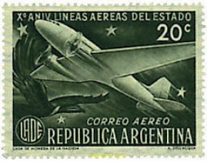 33230 MNH ARGENTINA 1951 10 ANIVERSARIO DE LAS LINEAS AEREAS NACIONALES