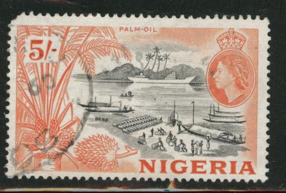 Nigeria Scott 89 used 1953 5 sh palm oil stamp