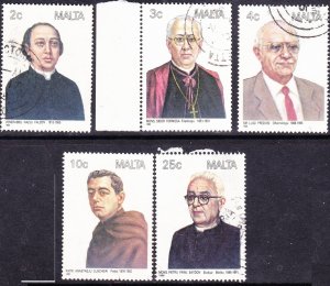 MALTA 1988 Maltese Personalities Set Multicoloured SG819/823 FU