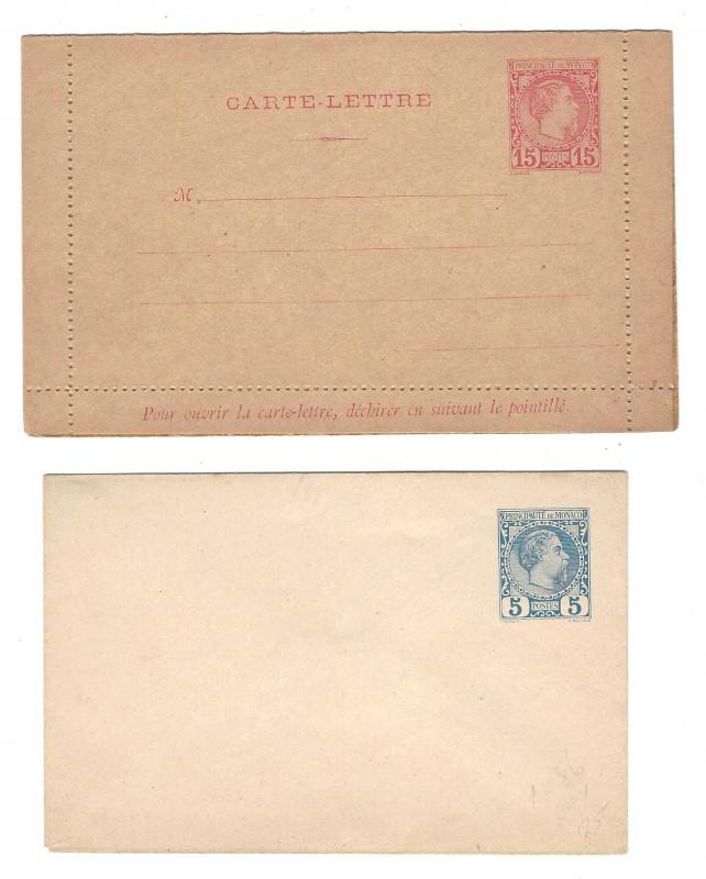 Monaco Postal Stationery Unused 15c Lettercard 5c Envelope