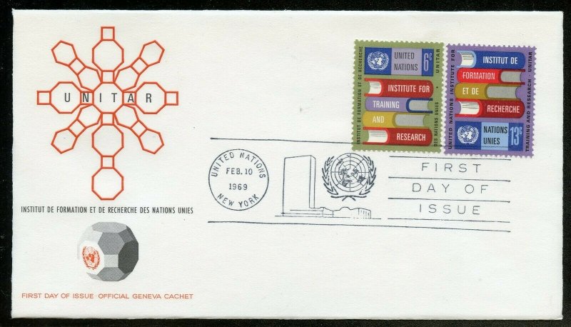 UNITED NATIONS UNITAR SET SINGLES IMPRINT BLOCKS GENEVA CACHET FIRST DAY COVERS 