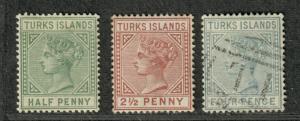 Turks Islands Sc#48-50 M+U/H/F-VF, Complete Set, Cv. $51.25