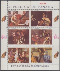 PANAMA SC # 488a-f CPL MNH SOUVENIR SHEET of 6 DIFF PAINTINGS of MUSICIANS