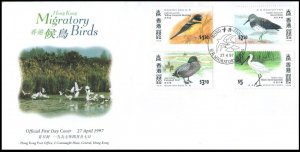 HONG KONG - 1997 MIGRATORY BIRDS - 4V - FDC