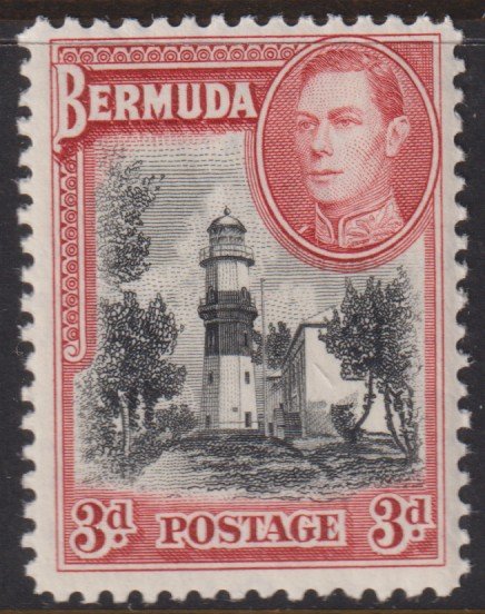 1938- 1951 Bermuda St David's Lighthouse 3 pence MNH Sc# 121 CV $27.20 Stk #2