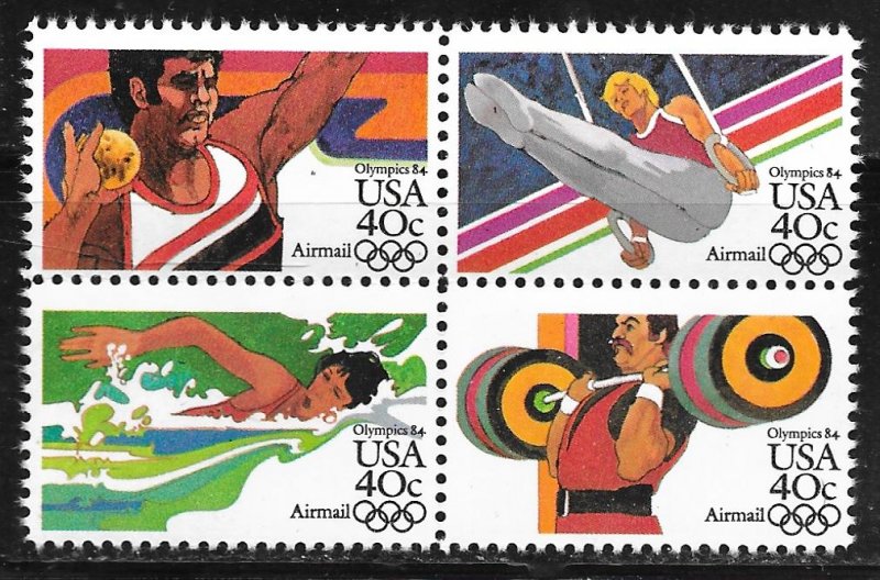 USA C105a-C108a: 40c Summer Olympics, block of 4, MNH, VF