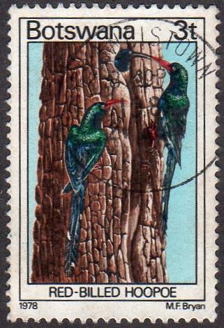 Botswana 200 - Used - 3t Red-billed Hoopoe (1978) (cv $ 1.15)