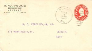 United States Maine Blaine 1909 duplex  Postal Stationery Envelope  Corner ca...