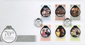 Guernsey 2017 FDC Queen Elizabeth II 70th Platinum Wedding 6v Set Cover Stamps