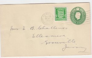 Jersey 1942 ½d Arms on clean KGV1 embossed envelope dated 29.JA.42